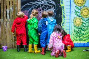students using chalk