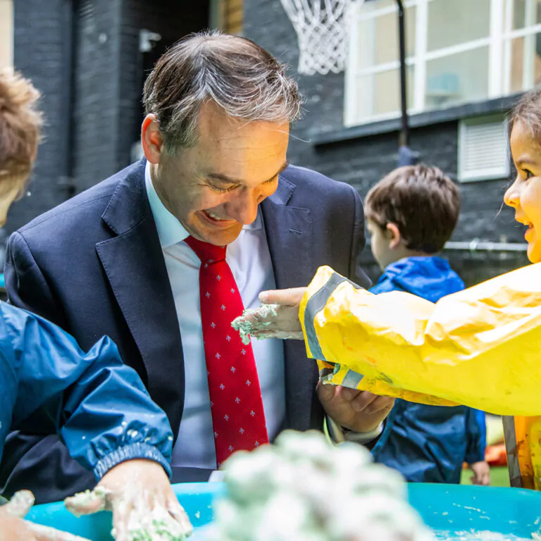 students playing with dough