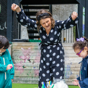 Pupils at the Lyceum School, a leading London independent school, engaging in outdoor activities with an educator.