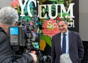 Mike Stanley, Headmaster, giving an interview.